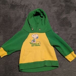 Green and Yellow Kids Hoodie with Cartoon Print